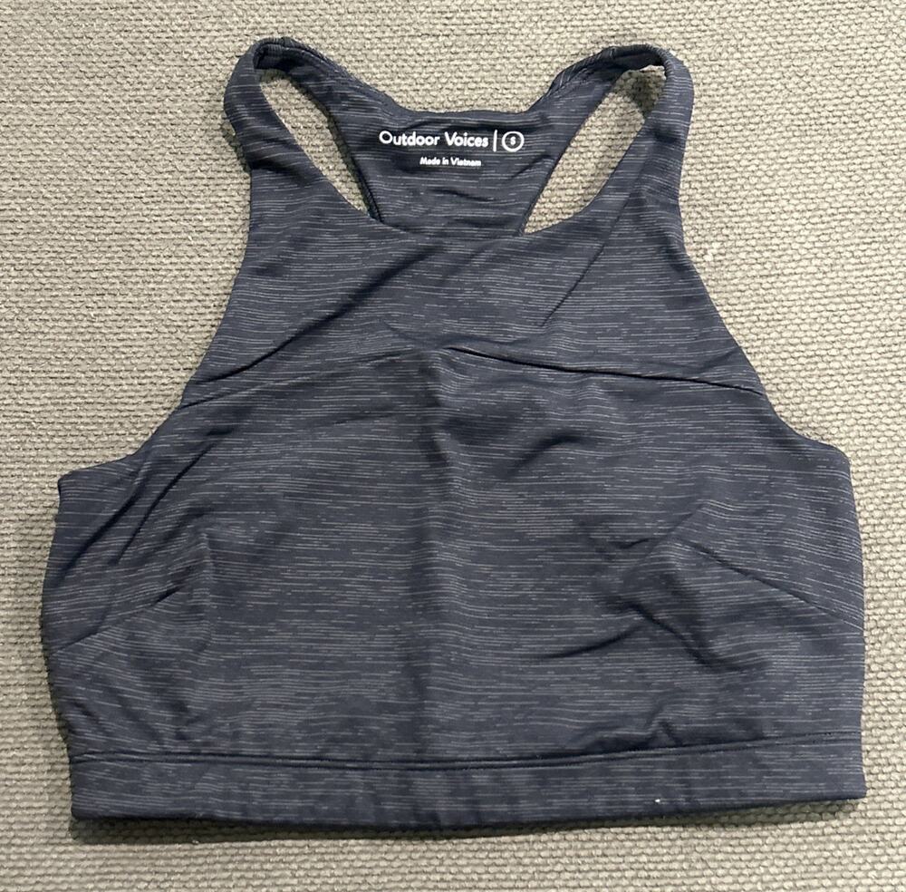 Women’s OUTDOOR VOICES Heather Gray Racerback Sports Bra Size S *A1